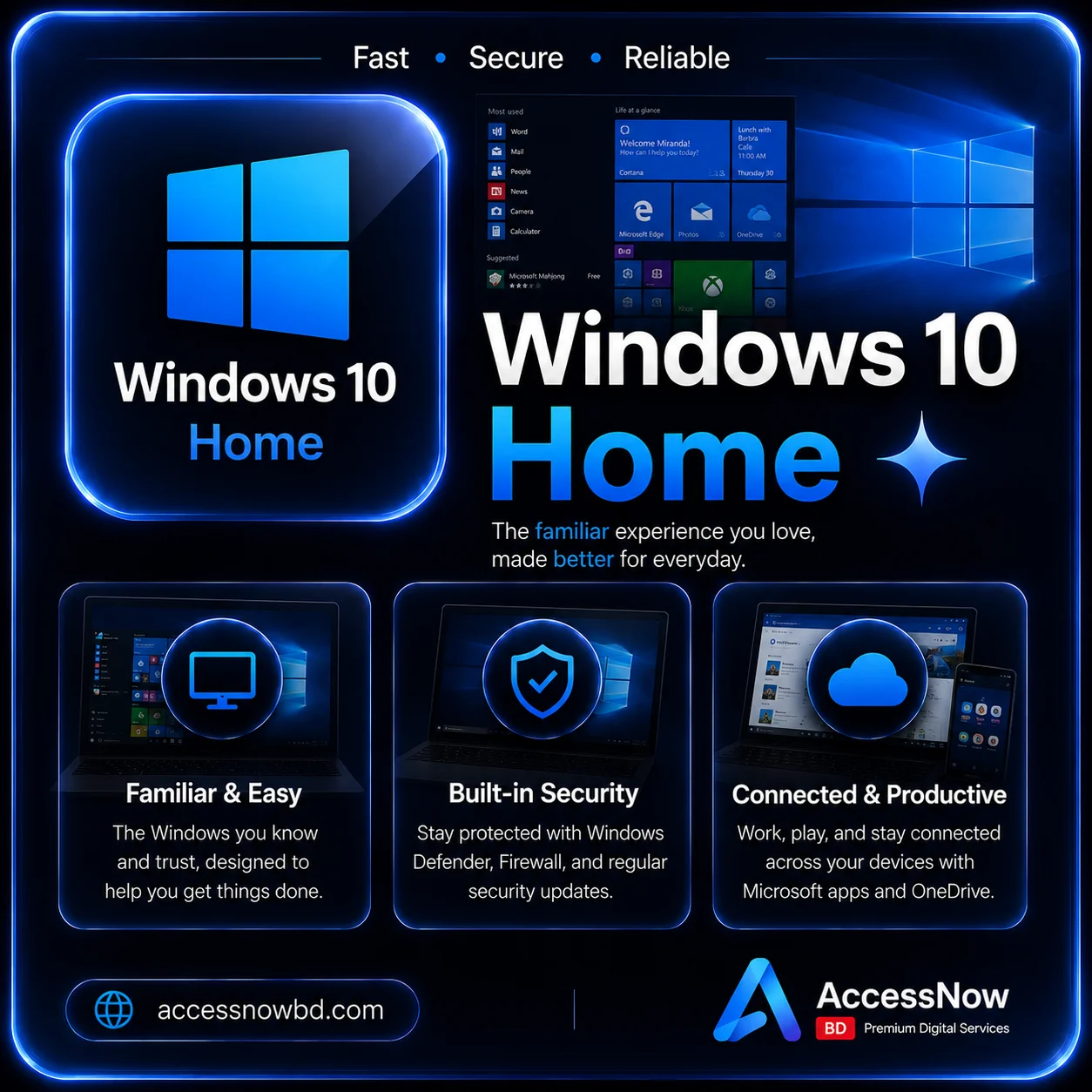Windows 10 Home Price in Bangladesh - Genuine License Key at AccessNow BD