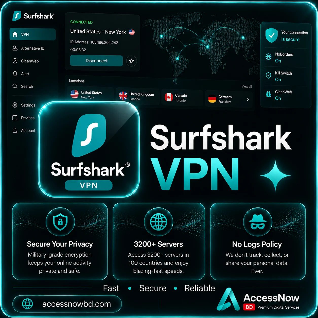 Surfsh@rk VPN Subscription Price in Bangladesh